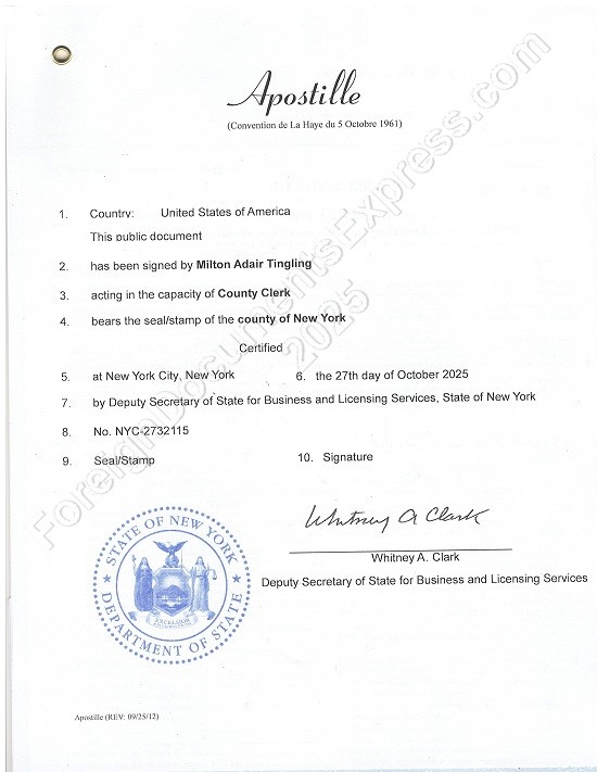 New York apostille Hague apostille from New York